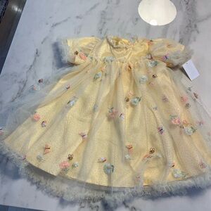 NWT Audrey Camille Spring Easter Yellow Floral ruffle Dress 2T